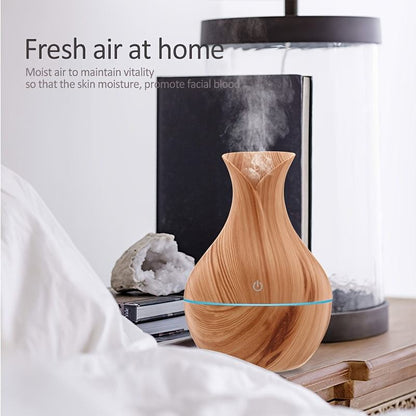 Ultrasonic Aroma Air Humidifier | USB Ultrasonic Aromatherapy Diffuser | 130ml Wood Grain Design