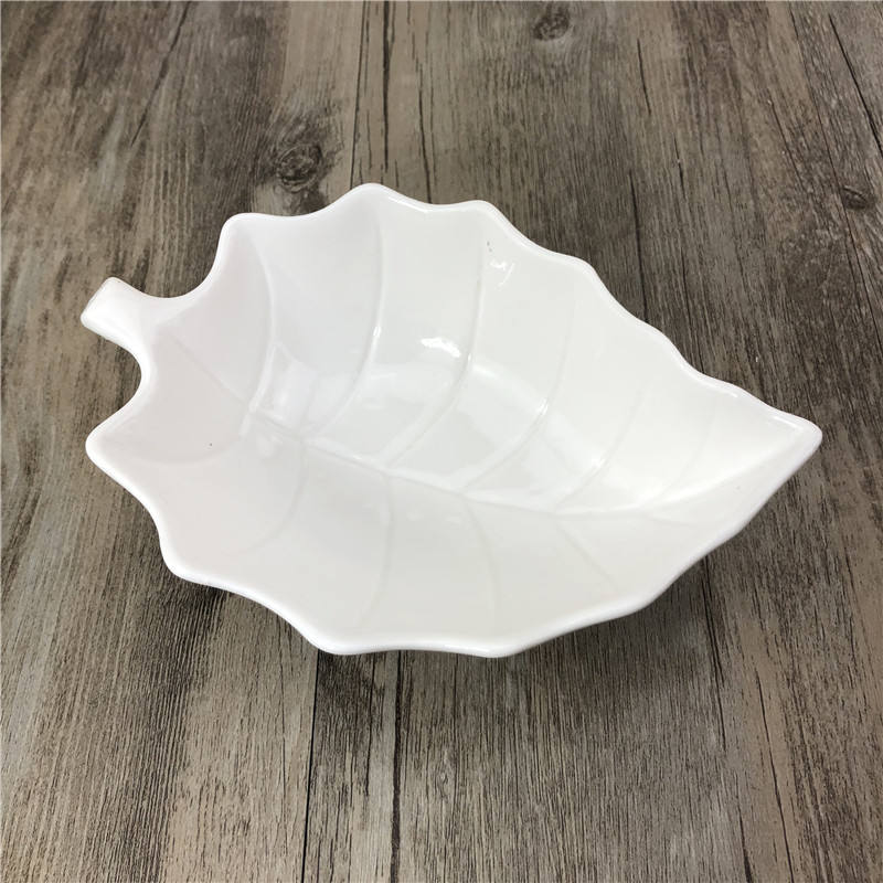 Leaf Bowl White 5.5" | High Quality Ceramic Leaf Shaped Side Dish for Salads and More