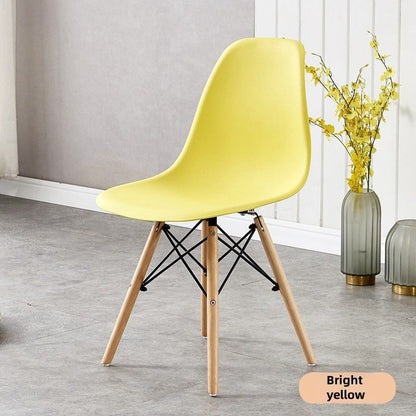 Modern Soft Seat Cushion PP Dining Chair | Tulip Plastic Easy Install Chair with Wooden Legs | Candy Color Leisure Chair for Café, Hotel, and Outdoor Use