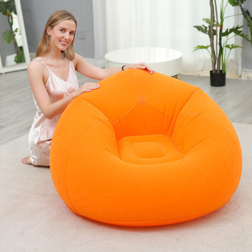 Inflatable Lazy Sofa Chair | Outdoor & Indoor Flocking Inflatable Single Chair for Adults and Students with Free Pump | PVC Plush Football Sofa Lounge