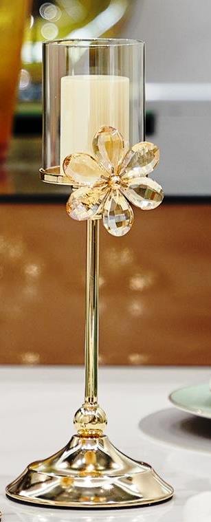 Luxury Style Home Decor Metal & Glass Flowers Candle Holder | Perfect for Weddings, Parties, and Romantic Dinners