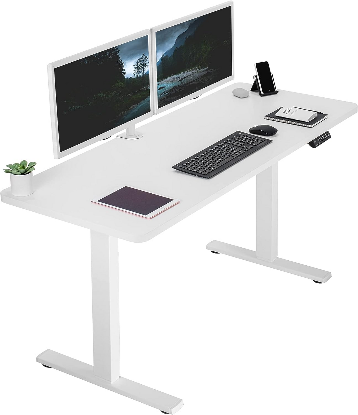 1.2m Ergonomic Height Adjustable Electronic Sit Stand Desk with Strong Sturdy Metal Legs | White and Black