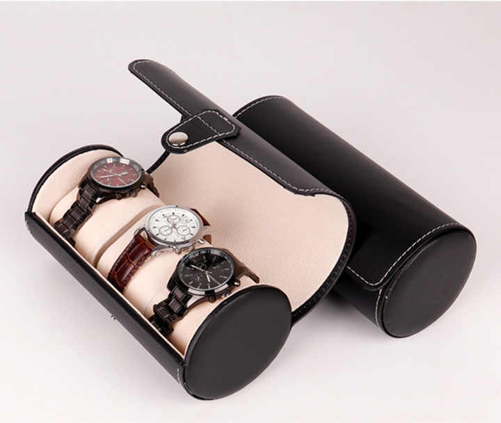 Furaha Finds 3 Slot Elegant PU Leather Watch Organizer case Black & Brown 