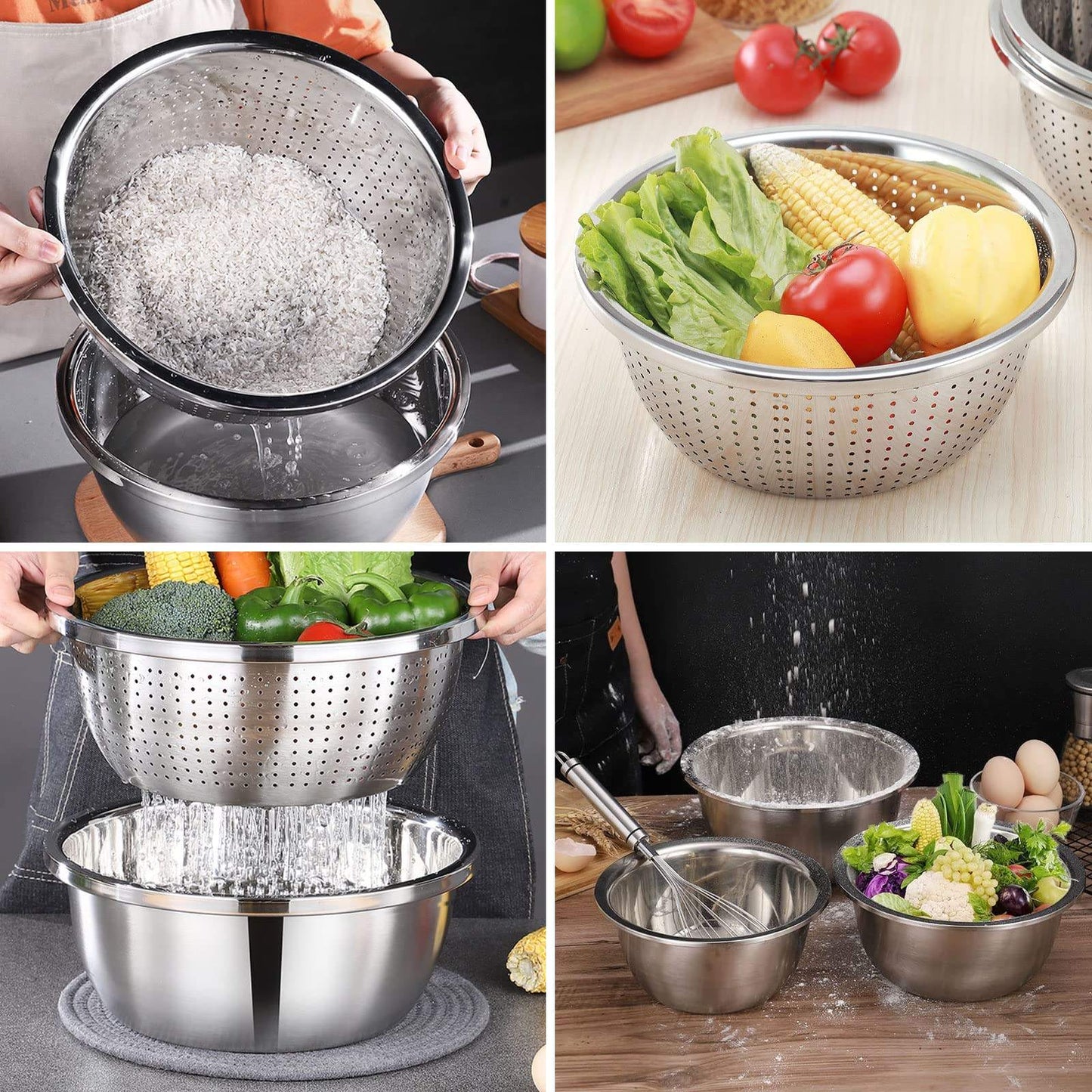 Xifa Stainless Steel Colander | Rust-Resistant Drain & Strainer in 28cm & 30cm | Versatile Kitchen Essential