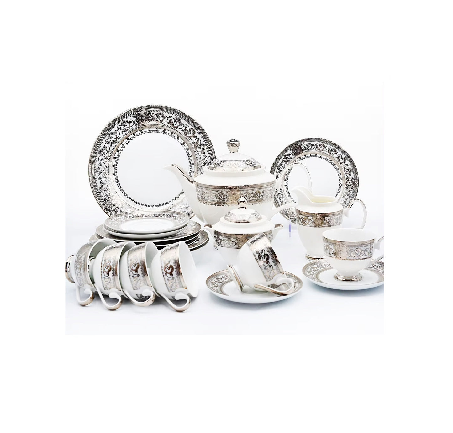 17 Piece Porcelain Tea Set | Elegant Teapot, Teacups & Saucers for Tea Parties