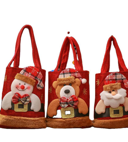 Christmas Gift Bags | Santa Claus, Snowman & Deer Designs | Children's Candy & Gift Handbag | Holiday Decorations