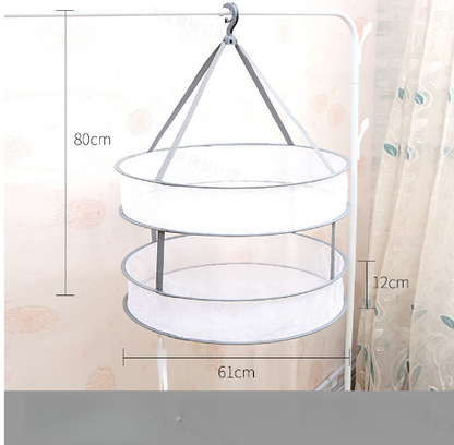 Clothes Drying Basket | Thickened Anti-Deformation Hanging Net Pocket | Double Layer Drying Rack for Socks and Small Items