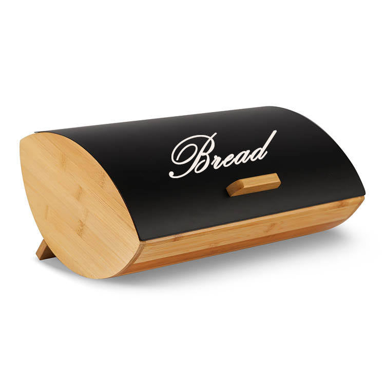 Bread Storage Bin with Wooden Support & 3Piece Tea, Coffee, Sugar Canister Set  Alloy Canisters in White & Black