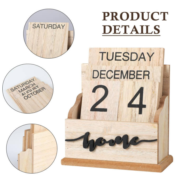 Elegant Wooden Office Decorations Desktop Calendar Ornament | Modern Design for Home & Office Organization