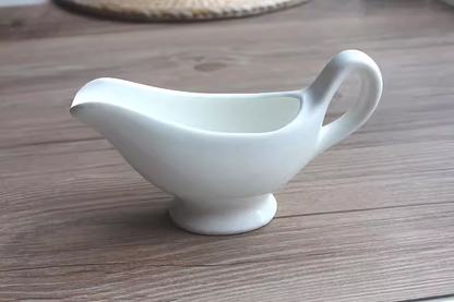 230ml Fine Porcelain Gravy Boat | White Ceramic Sauce Bowl