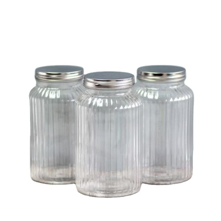 3pcs  Set Clear Glass Storage Jars With Tin Lid 1000ml | Dry goods and kitchen ingredients