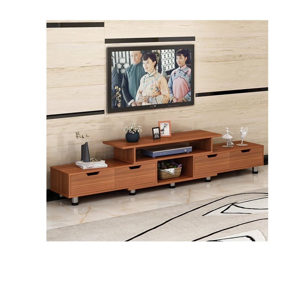 Nordic TV Cabinet | Adjustable Length 120-192 cm | 3 Shelves & Drawers | White, Brown, Black