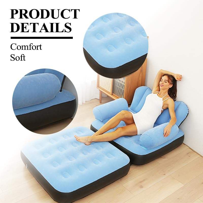 5in1 Multifunctional Inflatable Couch Lazy Sofa Bed with L-Shaped Armrest | Indoor Folding Sofa Bed for Relaxing and Lounging