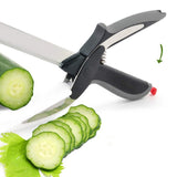 2in1 Clever Food Chopper Cutter | Smart Stainless Steel Knife with Built-in Cutting Board | Chops Fruits, Vegetables, & Meat