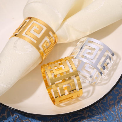 Napkin Rings For Dining Table 6pcs | Silver & Gold Elegant Stainless Steel Wedding Table Decoration Napkin Rings