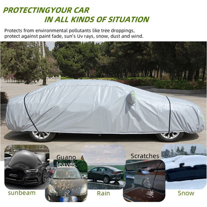 High Quality Universal Grey Car Cover with Fleece Lining & Side Reflectors | Waterproof, Scratch & Heat Resistant | Size L: Fits Vitz, Passo, Demio | 4.7m x 1.8m x 1.5m