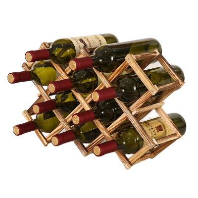 Foldable Wine Rack | Free Standing Solid Wood Tabletop 10 Bottle Storage Rack | Modern Creative Design for Home