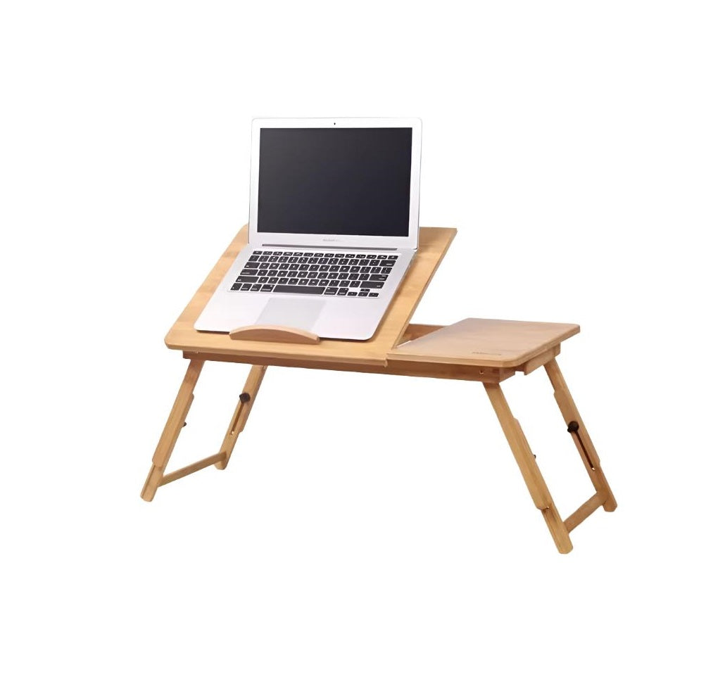 Foldable Multipurpose Bamboo Laptop Table | Double Cooling Fans | Drawer | Portable Design