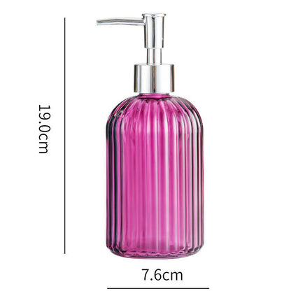 High Quality Glass Soap Dispenser | 420ml MultiPurpose Pump Bottle for Soap, Shampoo, and Lotion | Available in Purple, Grey, Pink, Yellow, and Orange