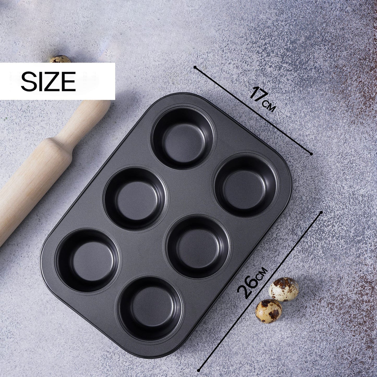 Heavy Duty Cupcake Tray | Mini Muffin Baking Pan | Carbon Steel, Dishwasher Safe | 12 Hole & 6 Hole Options