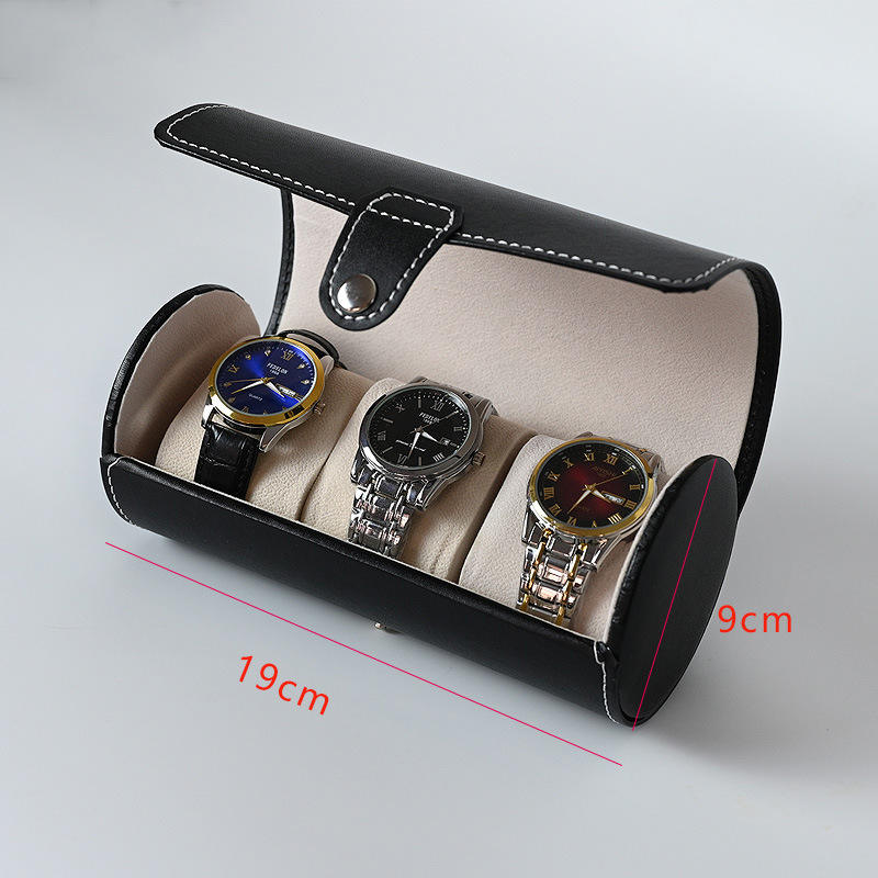 3 Slot Watch Storage Case | Elegant PU Leather Watch Organizer | Black & Brown Options