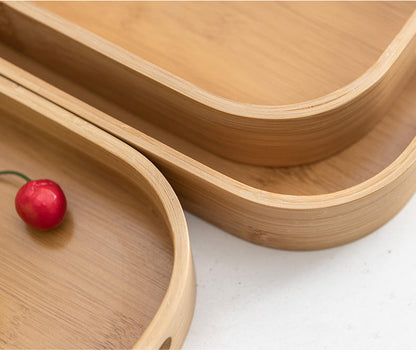 Classic Style Bamboo Tray 3 Piece Set | Square Wooden Serving Trays for Tea, Breakfast, and Party Use