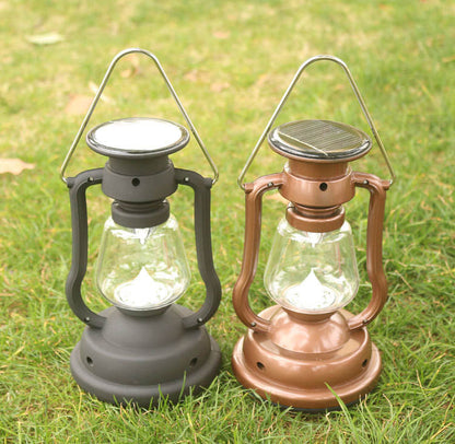 Battery Powered Rechargeable 3in1 Solar Rechargeable Manual Lantern Lamp | 1200mAh Battery, 5 Hour Working Time | Solar, USB, Hand Crank Charging | 18.4 cm x 10.8 cm | Brown (White Light) & Black (Warm Light)