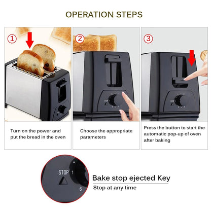 Sokany 2 Slice  Stainless Steel Bread Toaster | Compact and Stylish Kitchen Essential