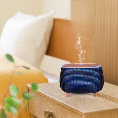 7 Colors Wood Grain Ultrasonic Aromatherapy Diffuser | 400ml Capacity | Remote Control & Night Lamp