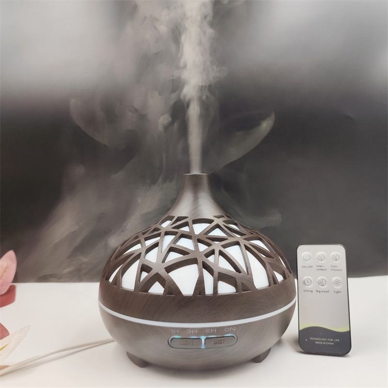 500ml High Quality Wood Light Cool Mist Ultrasonic Electric Smart Home Fragrance Oil Essential Aroma Diffuser |  Humidifier/Diffuser with Remote Control | Starry Sky Design