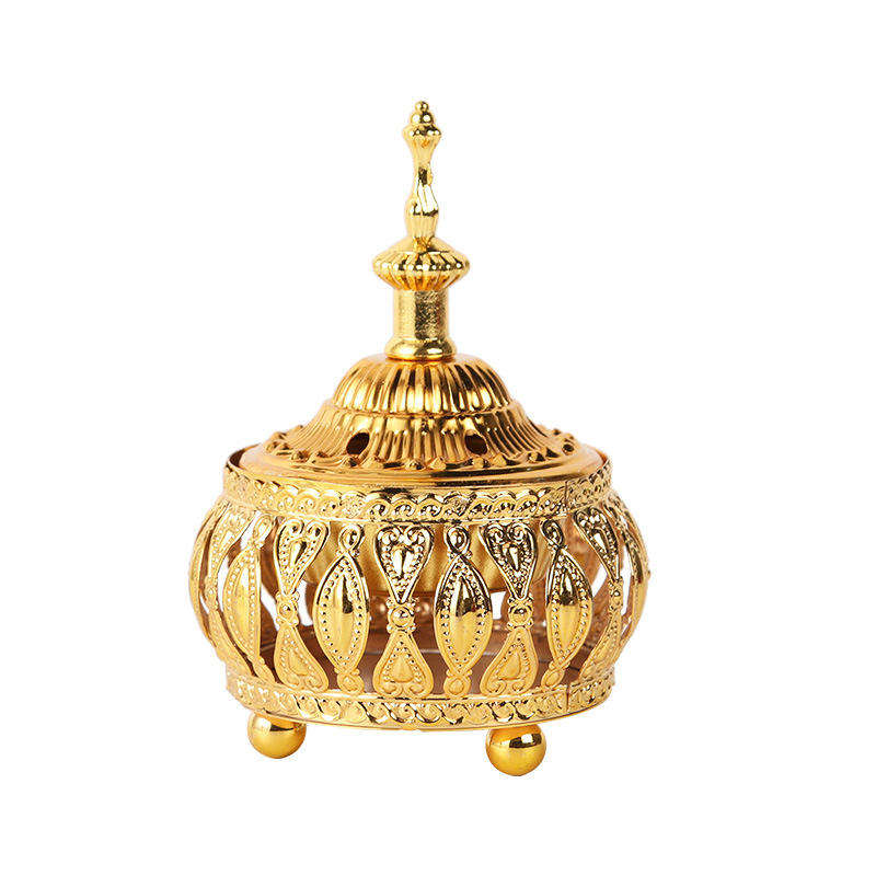 Gold Incense Burner | Chinese Buddha Cone & Coil Incense Holder | Ash Catcher Tray Bowl | Aroma Furnace Holder