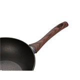 28cm Redstone Nonstick Pan with Wooden Handle | Induction Compatible | Bright Red with Ergonomic Handle