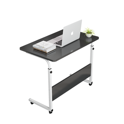 Adjustable Movable Laptop Desk with Wheels | Portable Work Desk | 360° Rotating Lockable Laptop Table | 60 cm x 40 cm (Adjustable height: 66 cm - 90 cm)