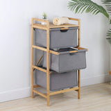 Bamboo Organizer Rack | 3-Tier Storage Rack | 13" x 17.3" x 37.8" | Bamboo Laundry Basket Clothes Cabinet Organizer Shelf