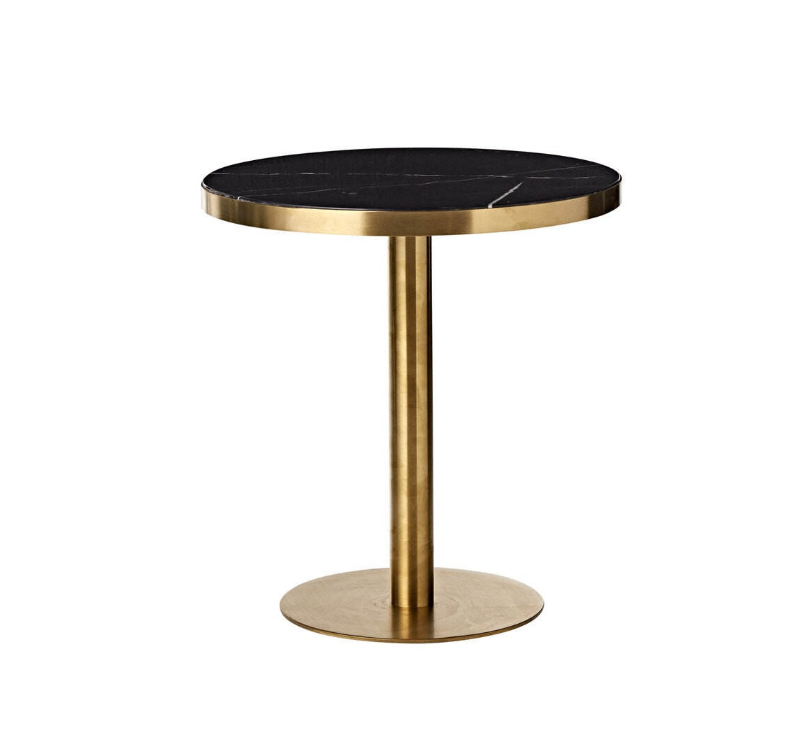 Bistro Hotel Restaurant Dining Coffee Table | Gold Stainless Steel & Black Marble Top Round Table