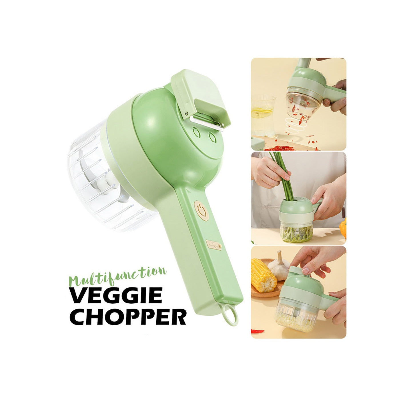 Dual Purpose Electric Food Chopper | 2in1 Garlic Masher, Frother & Egg Beater, 350ml with USB Charging