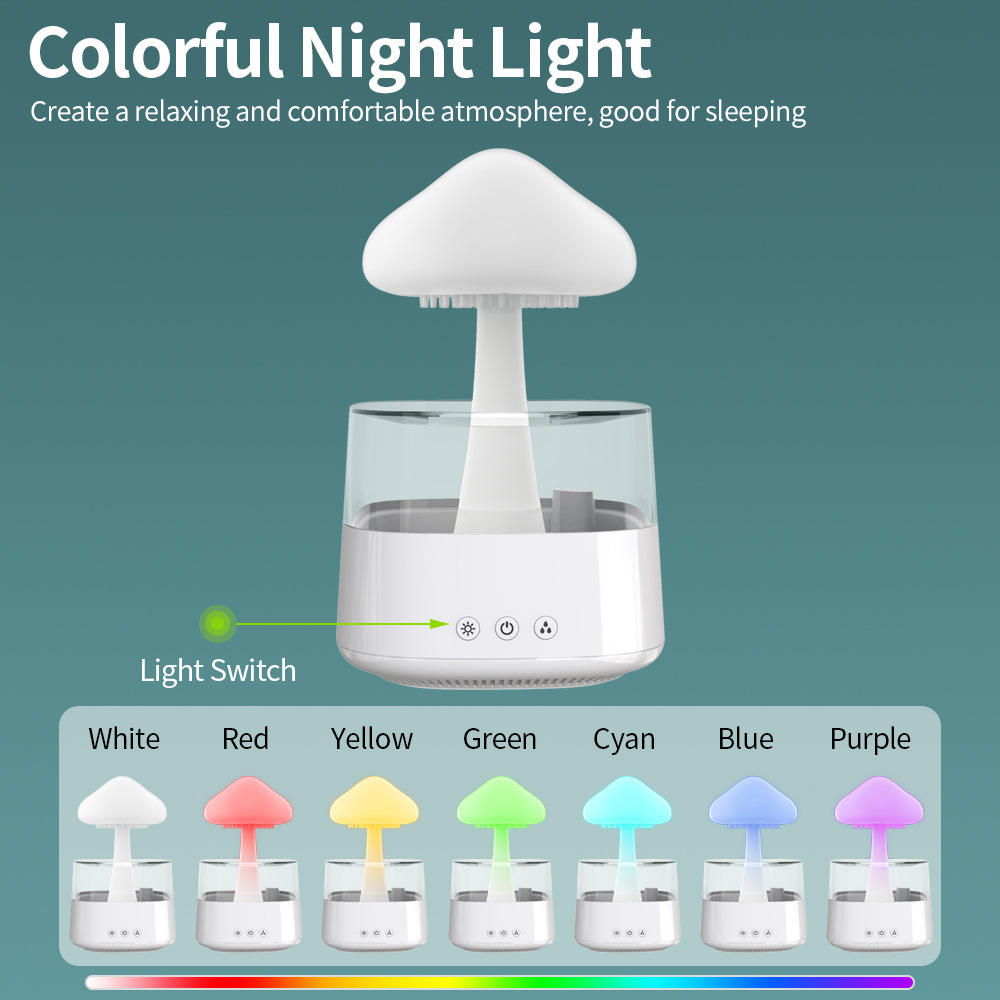 Bluetooth Speaker Rain Cloud Humidifier | 7 Color LED Essential Oil Diffuser