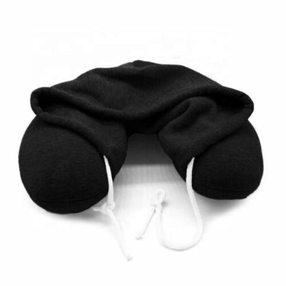 Microfiber Memory Foam Travel Neck Pillow with Hoodie | Comfortable Neck Support for Travel | Available in Grey and Black