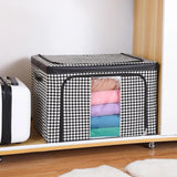 Checked Multipurpose Storage Box | Foldable Waterproof & Moisture-Proof Organizer | Oxford + Steel Frames | 60x40x40cm