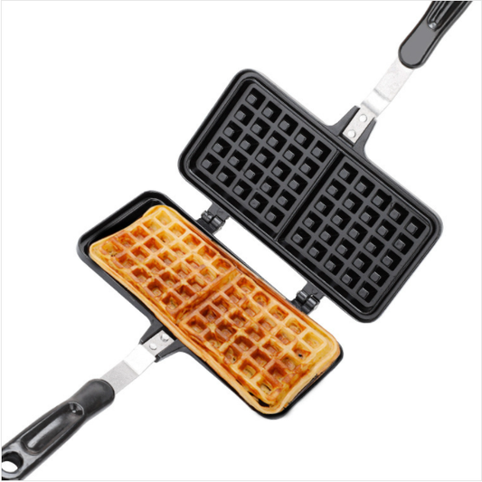 2 in 1 Non Stick Aluminium Waffle Pan | Waffle Maker with Insulated Handle | Food Mold Pot | Easy Clean, Non-Stick Plates | Perfect for Various Waffle Flavors