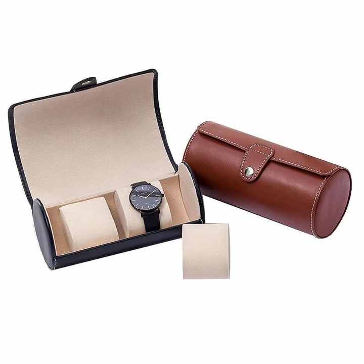 3 Slot Watch Storage Case | Elegant PU Leather Watch Organizer | Black & Brown Options