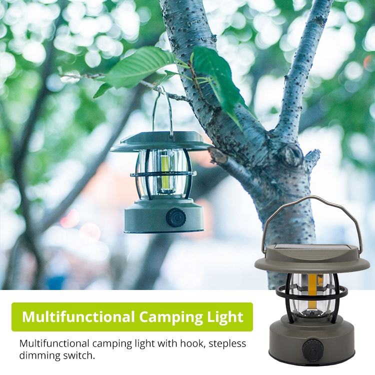 MultiMode Solar Rechargeable Camping Light | 1200mAh to 6000mAh Battery | Solar, USB, & Hand Crank Charging | Up to 10 Hours of Light | 200-600 Lumens | Waterproof & Compact