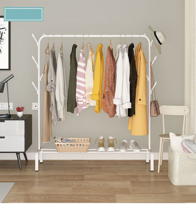 Clothing Rack with Lower Storage Shelf & Side Hooks | Sturdy Metal Frame | Space-Saving Clothes & Shoe Organizer