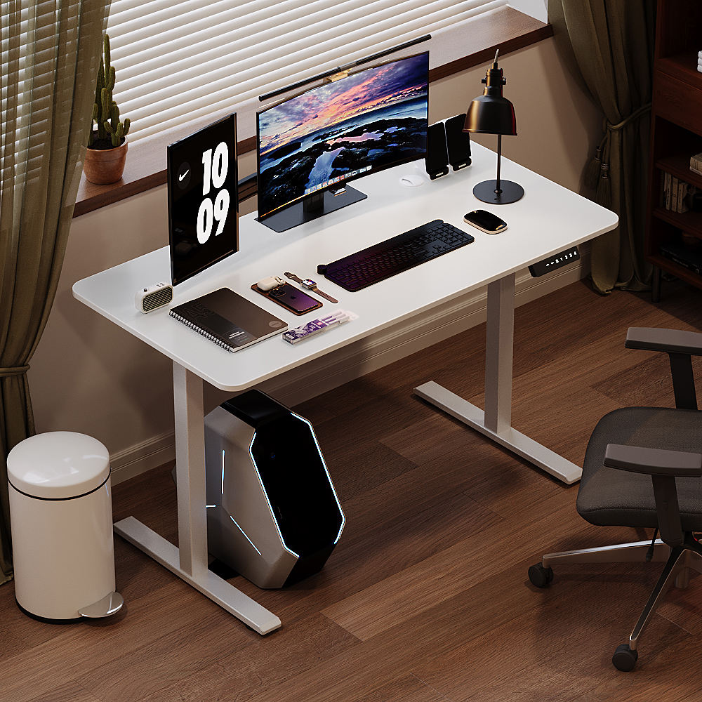 1.2m Ergonomic Height Adjustable Electronic Sit Stand Desk with Strong Sturdy Metal Legs | White and Black