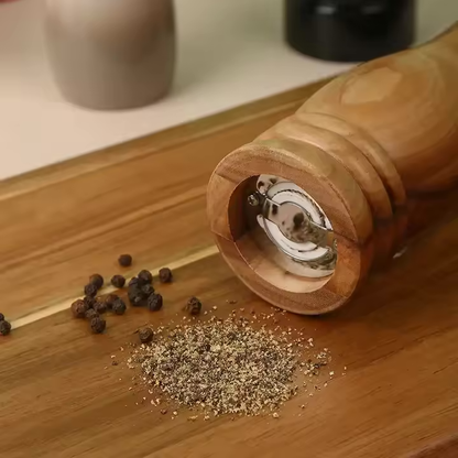 Wood Salt Pepper Grinder Mill | Adjustable Stainless Steel Mechanism | 21 cm