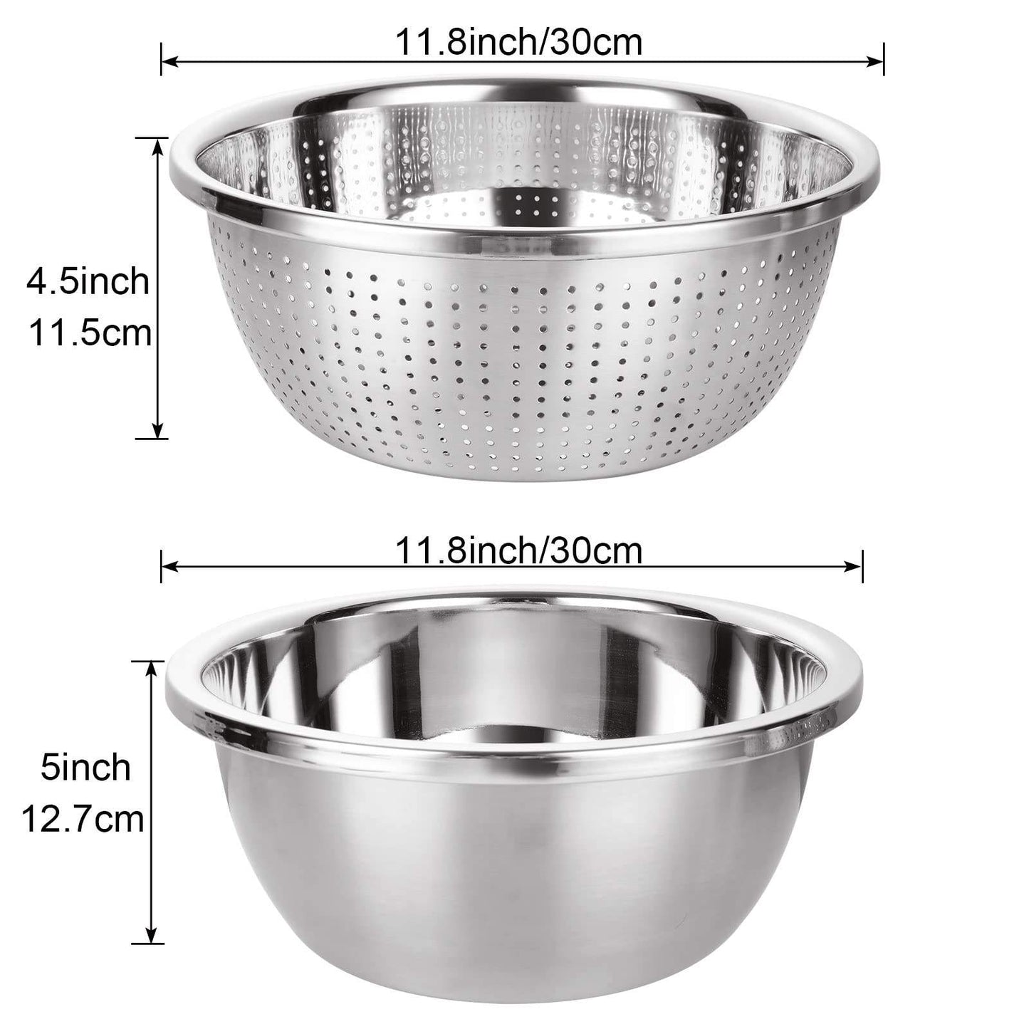 Xifa Stainless Steel Colander | Rust-Resistant Drain & Strainer in 28cm & 30cm | Versatile Kitchen Essential