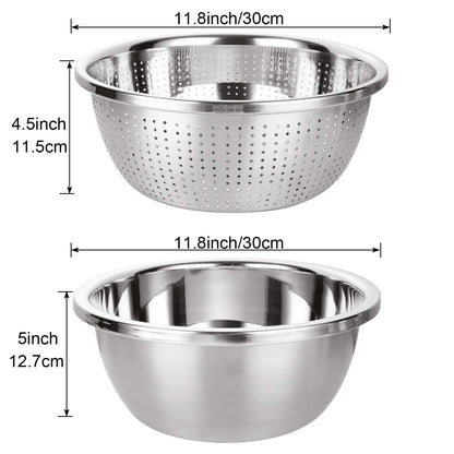 Xifa Stainless Steel Colander | Rust-Resistant Drain & Strainer in 28cm & 30cm | Versatile Kitchen Essential