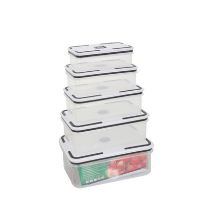 5 in 1 Plastic Transparent Fridge Food Storage Containers | Stackable Food Organizers | BPA-Free Kitchen Storage Set