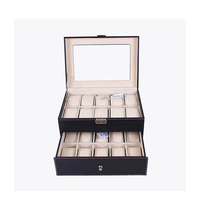 20 Slots Watch Organizer Storage Box | Dust Free Display Case for Watch Collection (Holds 20 Watches)