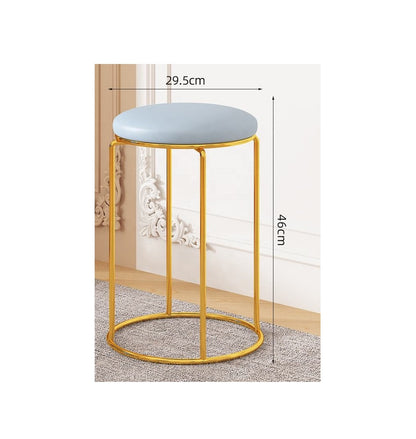 HEDMAI Vanity Stools for Bedroom | Artificial Dutch Velvet Round Dining Stool | Stackable with Metal Legs and NonSlip Foot Pads